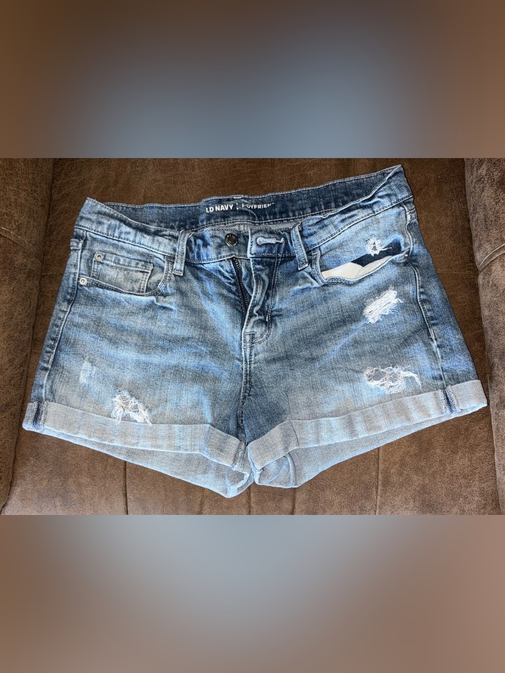 Old Navy Rolled Hem Distressed Jean Shorts - Medium Blue